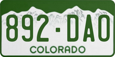 CO license plate 892DAO