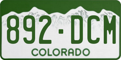 CO license plate 892DCM