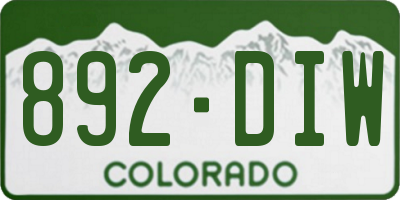 CO license plate 892DIW