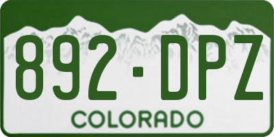 CO license plate 892DPZ