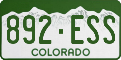 CO license plate 892ESS