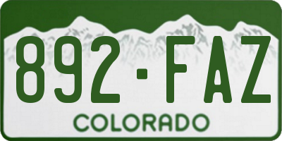 CO license plate 892FAZ