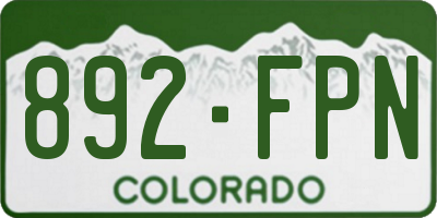 CO license plate 892FPN