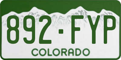 CO license plate 892FYP