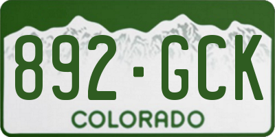 CO license plate 892GCK