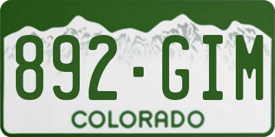 CO license plate 892GIM