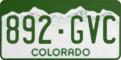 CO license plate 892GVC
