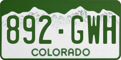 CO license plate 892GWH