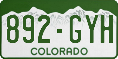 CO license plate 892GYH