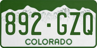 CO license plate 892GZQ