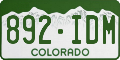 CO license plate 892IDM