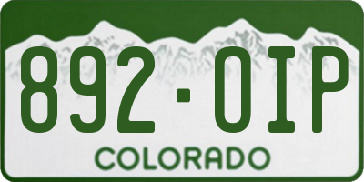 CO license plate 892OIP