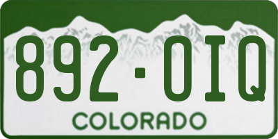 CO license plate 892OIQ