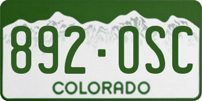 CO license plate 892OSC
