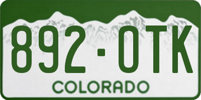 CO license plate 892OTK
