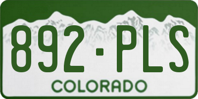CO license plate 892PLS