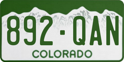 CO license plate 892QAN