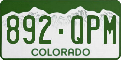 CO license plate 892QPM