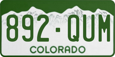 CO license plate 892QUM