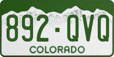 CO license plate 892QVQ
