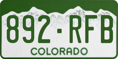 CO license plate 892RFB