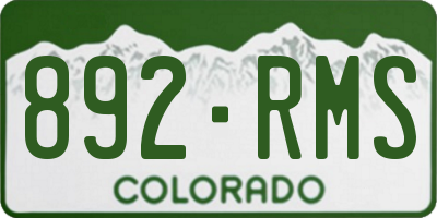 CO license plate 892RMS