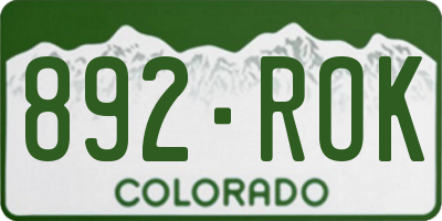 CO license plate 892ROK