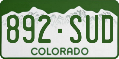 CO license plate 892SUD