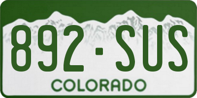 CO license plate 892SUS