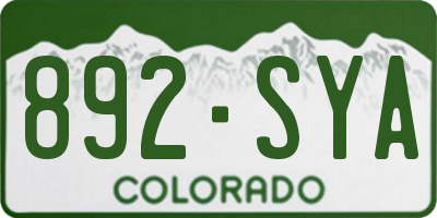 CO license plate 892SYA