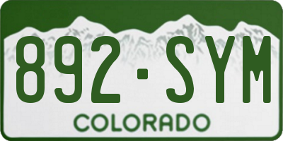CO license plate 892SYM
