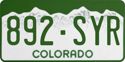 CO license plate 892SYR
