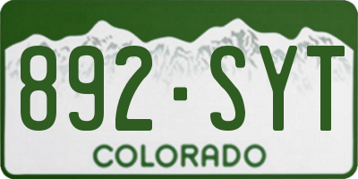 CO license plate 892SYT