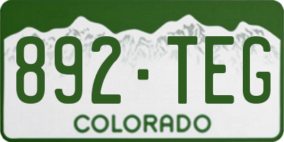 CO license plate 892TEG