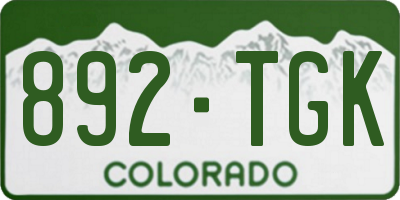 CO license plate 892TGK