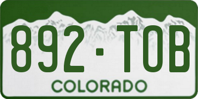 CO license plate 892TOB