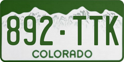 CO license plate 892TTK