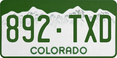 CO license plate 892TXD