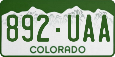 CO license plate 892UAA
