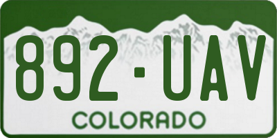 CO license plate 892UAV
