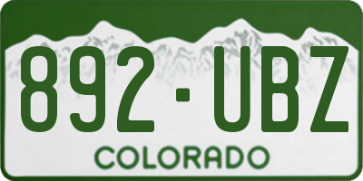 CO license plate 892UBZ