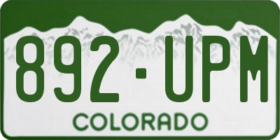 CO license plate 892UPM
