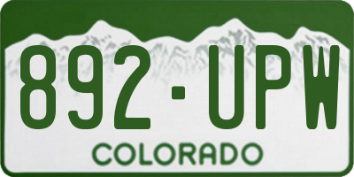 CO license plate 892UPW