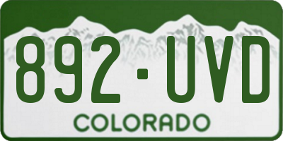CO license plate 892UVD
