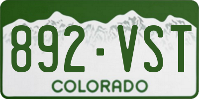 CO license plate 892VST