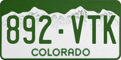 CO license plate 892VTK