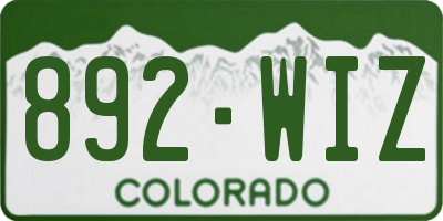 CO license plate 892WIZ