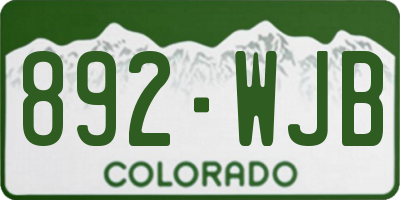 CO license plate 892WJB