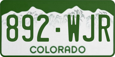 CO license plate 892WJR