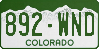 CO license plate 892WND